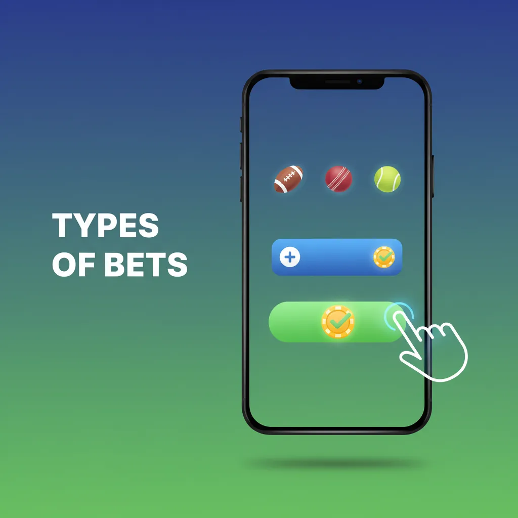 Visual breakdown of bet types: Single (one outcome); Accumulator (multiple outcomes, all must win to multiply odds); System (combined bets that allow for some losses).