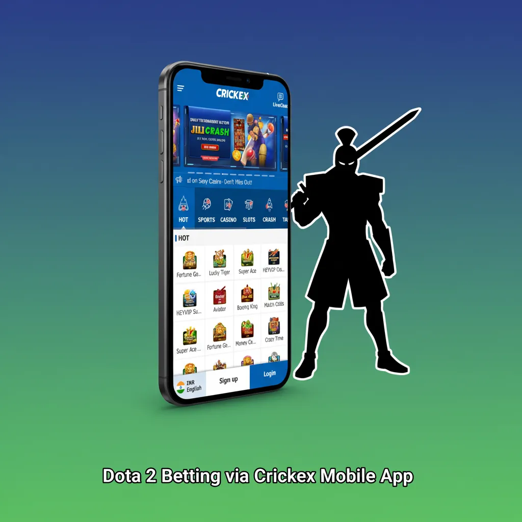 Crickex mobile app featuring real-time Dota 2 odds and diverse esports markets