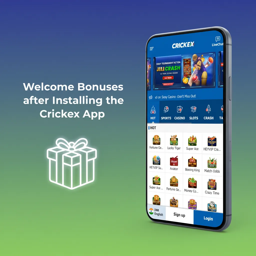 New users can unlock welcome bonuses up to ₹30,000 for sports or casino gaming after installing the app and registering. Standard terms and conditions apply.